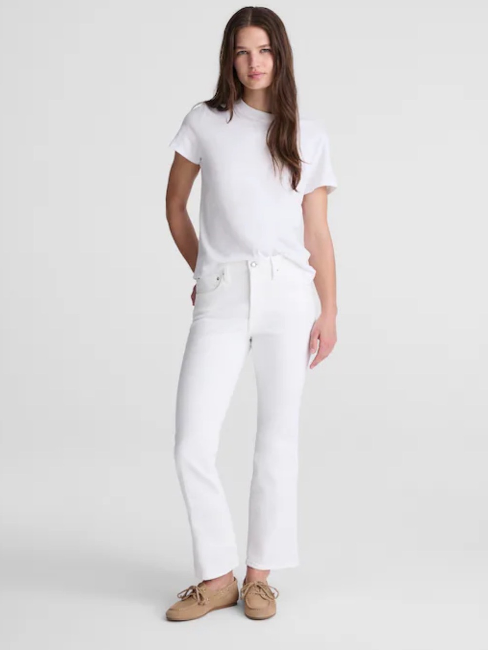 Madewell $148 The Short Flare Crop Jean in Super Stretch Denim White 28S NZ598